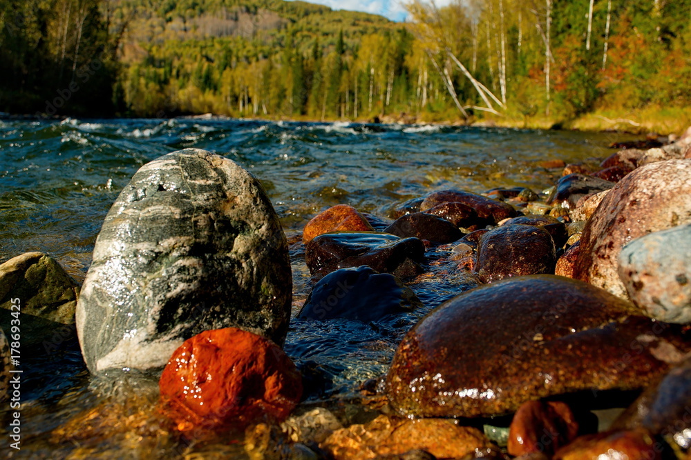 The stones of the mountain rivers of Siberia The stones of the mountain rivers of Siberia