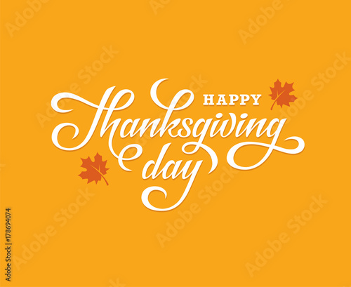 Thanksgiving Day lettering on orange background.