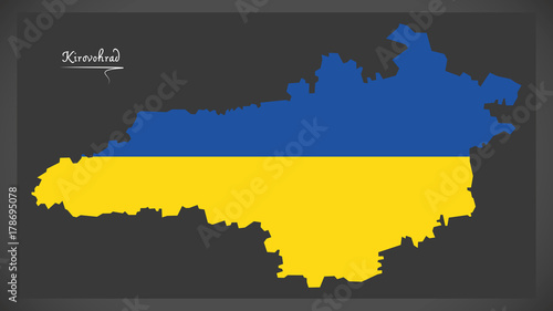 Kirovohrad map of Ukraine with Ukrainian national flag illustration