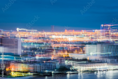 blurry of the city life landscape at night as abstract background