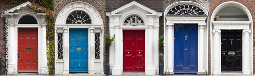 Photography Set of colored doors in Dublin from Georgian times (18th century)