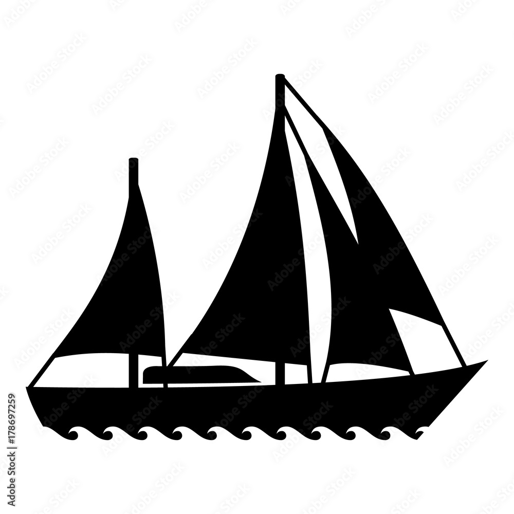 Sailing ship icon, simple style