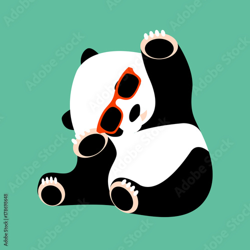 panda face in glasses vector illustration style flat