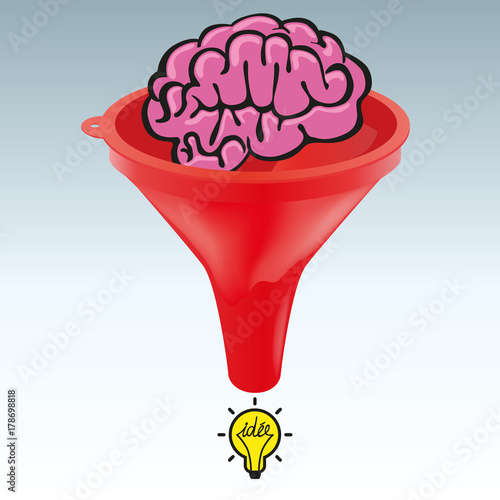 Concept du brainstorming, de la réflexion à l’idée symbolisé par une ampoule.
