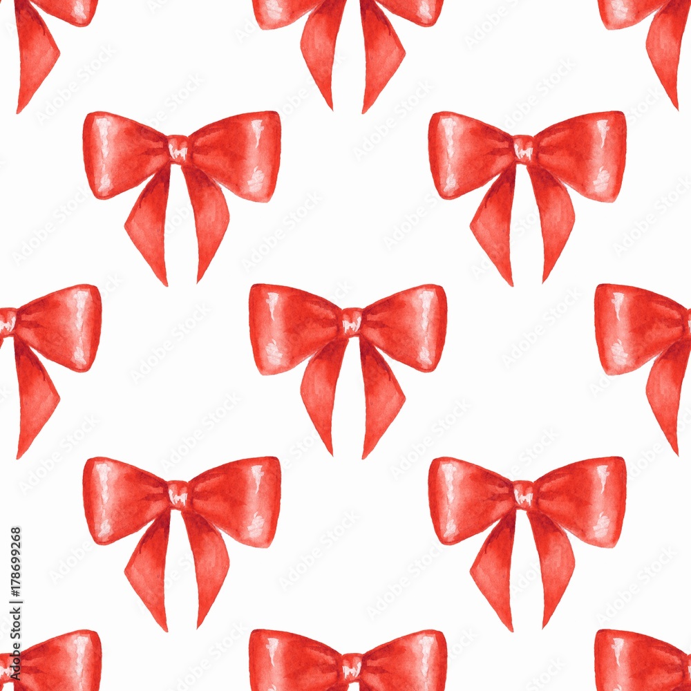Seamless pattern with watercolor bow 1