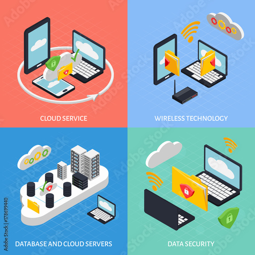  Cloud Office Concept Icons Set