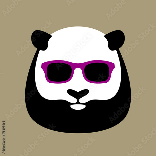 Fototapeta Naklejka Na Ścianę i Meble -  panda face in glasses vector illustration style flat