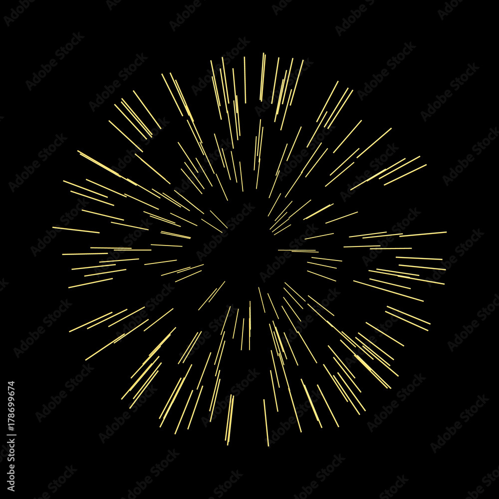 Gold explosion on dark background. Gold Christmas element for greeting cards, posters. Light rays effect. Gold explosion on dark background. Gold Christmas element for greeting cards, posters. Light rays effect.