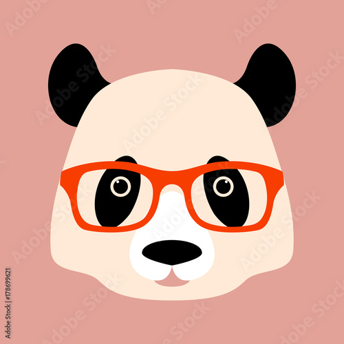 Fototapeta Naklejka Na Ścianę i Meble -  panda face in glasses vector illustration style flat