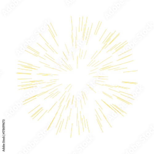 Abstract sparkles rays light explosion. Gold burst. Vector illustration.