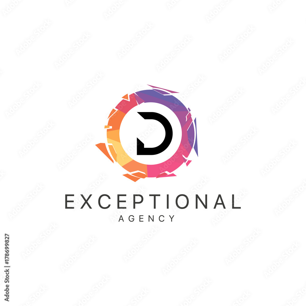 Obraz premium D letter logo. Polygonal letter logotype