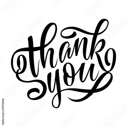 Thank You handwritten inscription. Hand drawn lettering for cards, banners, posters.