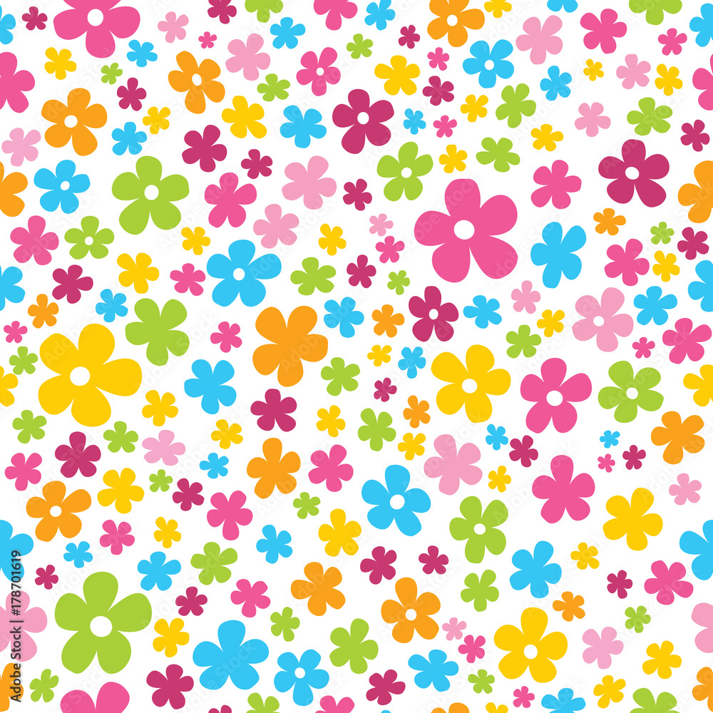 Cute colorful seamless pattern with little flowers vector illustration white background