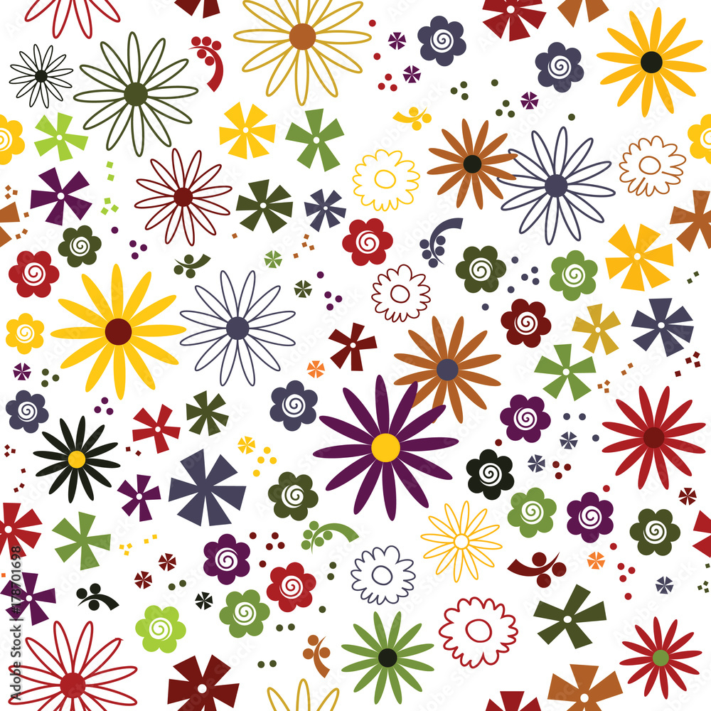 custom made wallpaper toronto digitalCute colorful seamless pattern with colorful flowers autumn colors vector illustration white background
