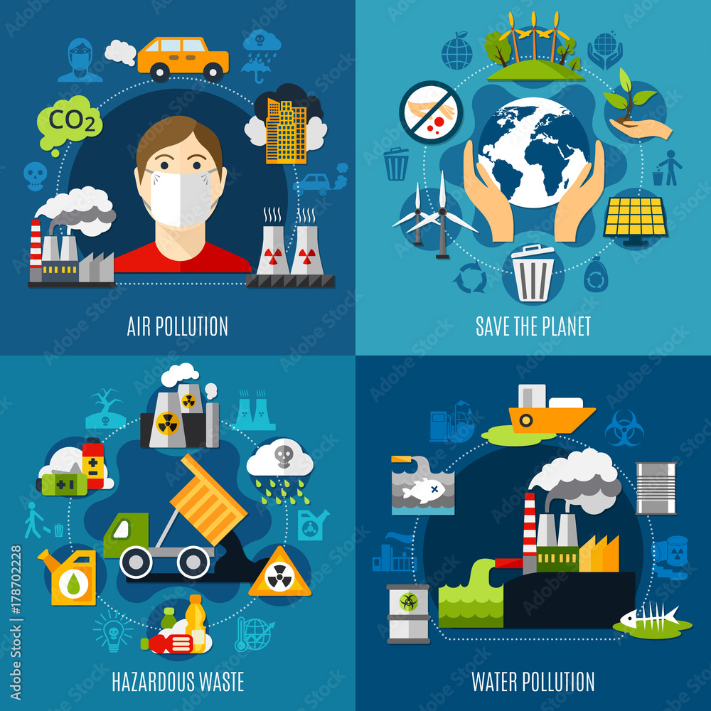 Environmental Problems Concept Icons Set 
