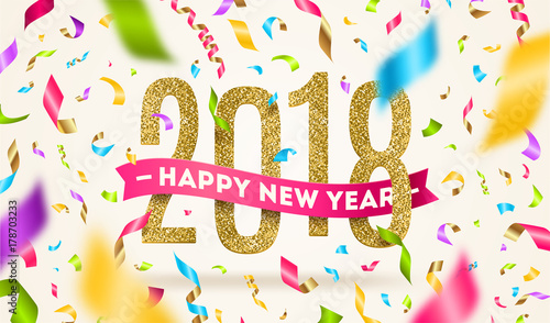 Happy New year 2018 greeting vector illustration