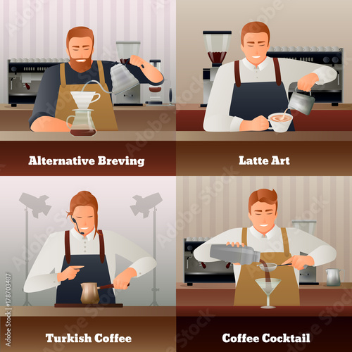 Barista And Coffee Concept Icons Set