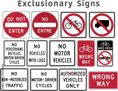 Regulatory traffic sign. Exclusionary. Vector illustration.