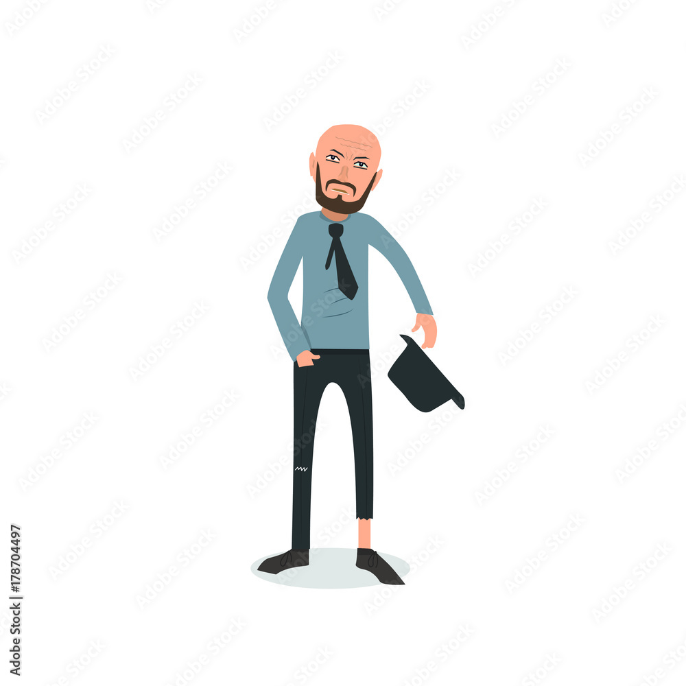 Exhausted and completely wiped out cartoon guy in casual clothes, gesturing. Vector illustration. Modern flat design.