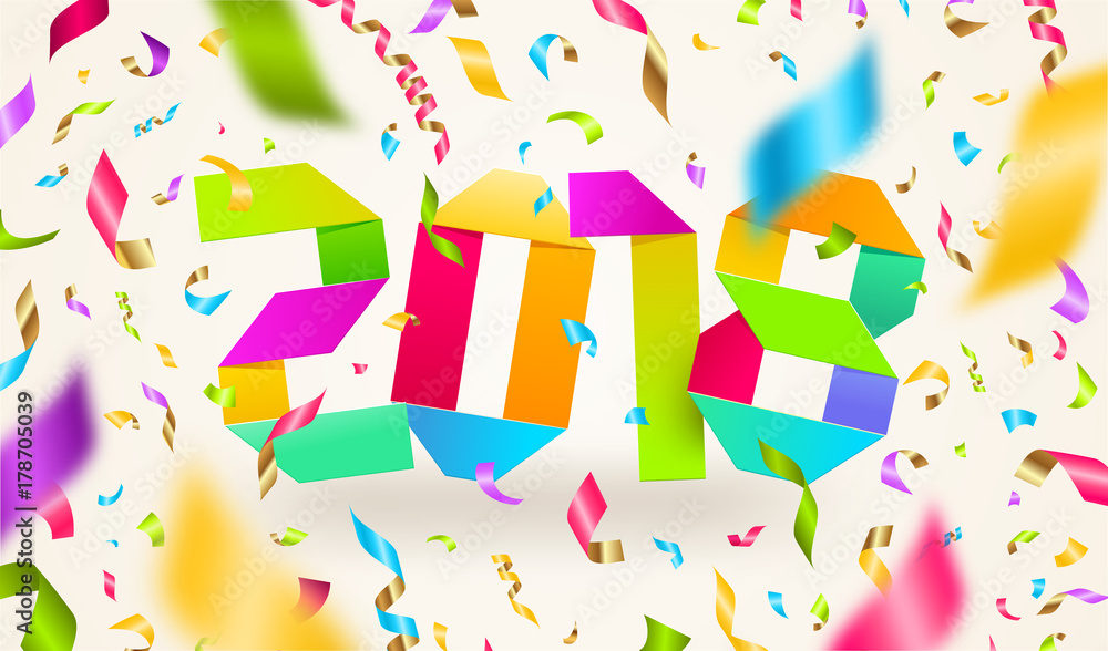 Fototapeta premium Happy New year 2018 greeting vector illustration.
