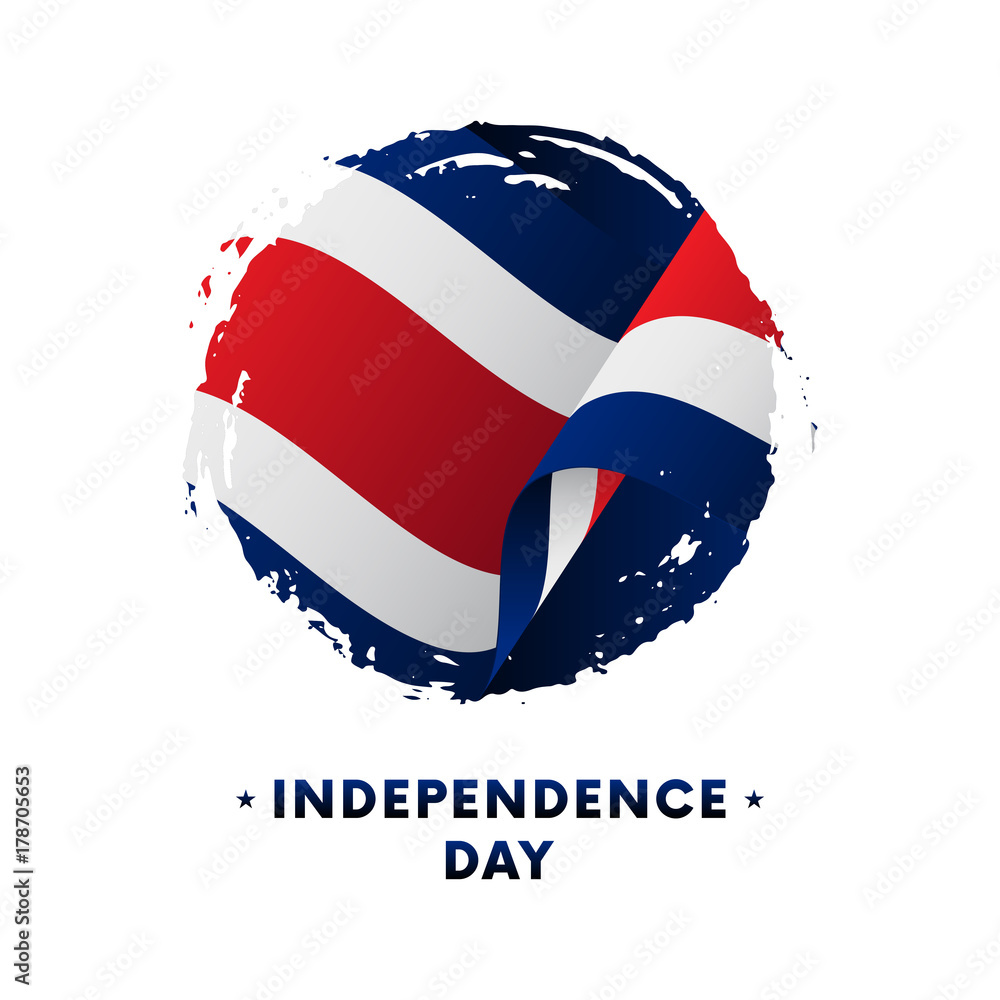 Banner or poster of Costa Rica Independence Day celebration. Waving flag of Costa Rica, brush stroke background. Vector illustration. Banner or poster of Costa Rica Independence Day celebration. Waving flag of Costa Rica, brush stroke background. Vector illustration.