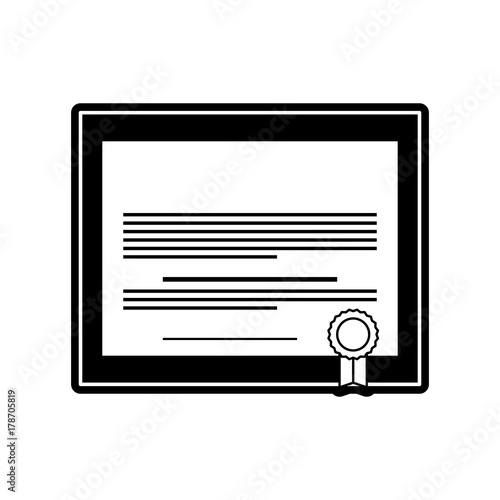flat  line  monchromatic  certificate of graduation over white background  vector illustration photo