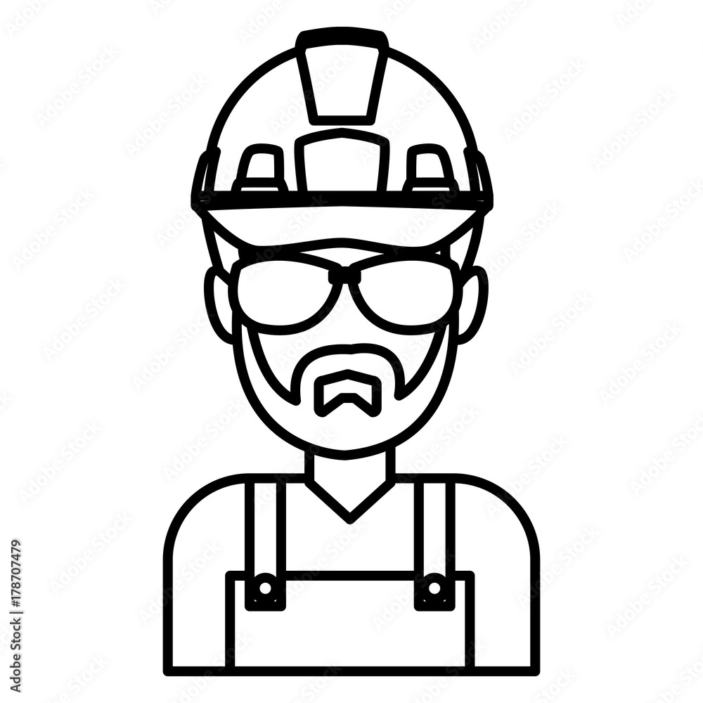 Construction worker cartoon icon vector illustration graphic design