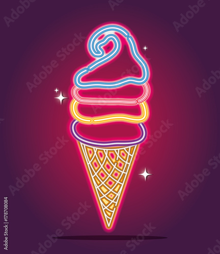 ice cream neon sign decoration design