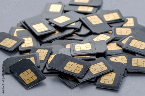 Plakat many SIM cards side view with