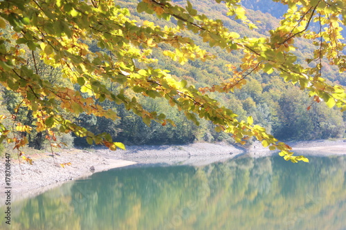 reflection in the lake. Montenegro. Autumn