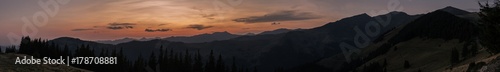 Fototapeta Naklejka Na Ścianę i Meble -  Breathtaking view of sunset over beautiful Romanian mountain at Rodna mountain area.