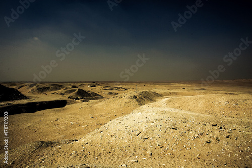 Desert scenery behind the pyramid area of Cairo
