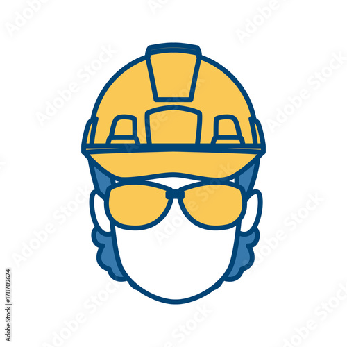 Construction worker cartoon icon vector illustration graphic design