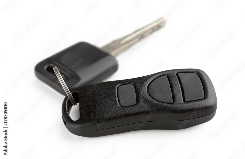 Car key with remote control isolated on white Car key with remote control isolated on white