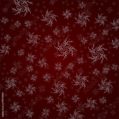 Snowflakes pattern on a burgundy background. Beautiful christmas background.