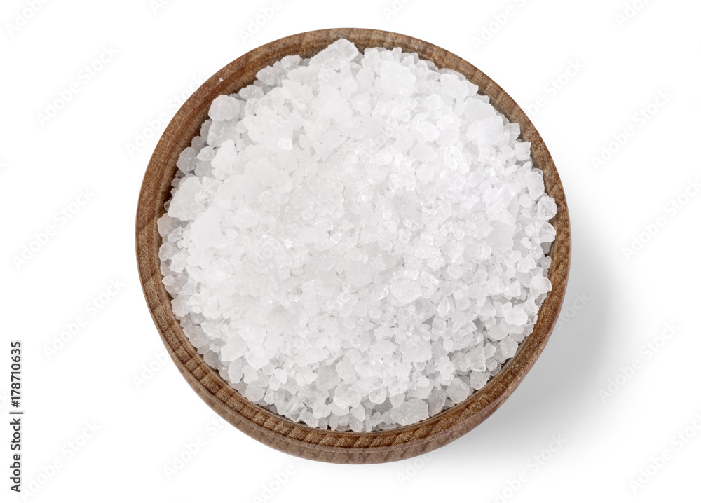 salt in a wooden bowl salt in a wooden bowl