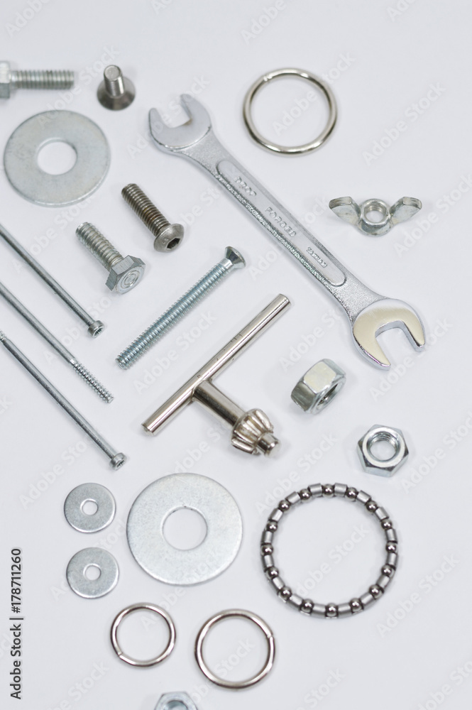 organized tools on white background organized tools on white background