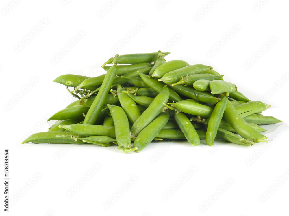 Fresh green peas isolated on a white background Fresh green peas isolated on a white background