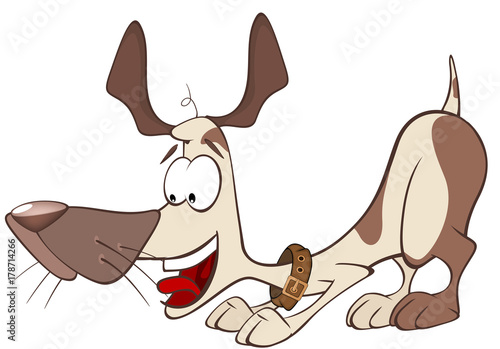 Illustration of a Cute Hunting Dog. Cartoon Character