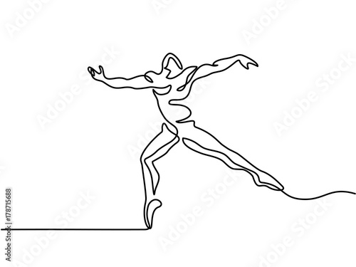 Continuous Line Art Drawing. Ballet Dancer man. Vector Illustration
