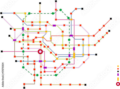 Fictional subway map, public transportation, map, free copy space
