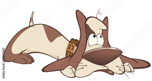Illustration of a Cute Hunting Dog. Cartoon Character