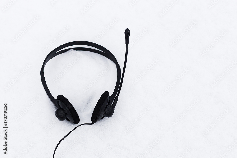 headphones on the snow headphones on the snow