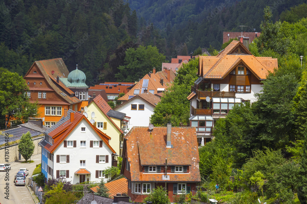 View of Triberg im Schwarzwald town - Germany, Baden-Wurttemberg View of Triberg im Schwarzwald town - Germany, Baden-Wurttemberg