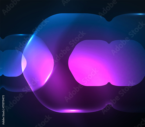 Blurred transparent hexagons on dark, digital abstract background