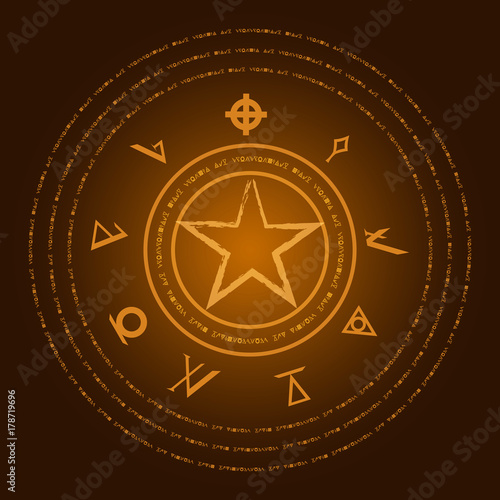 Occult symbols. Mark of the Devil. Ezotreic pictogram. Vector illustration