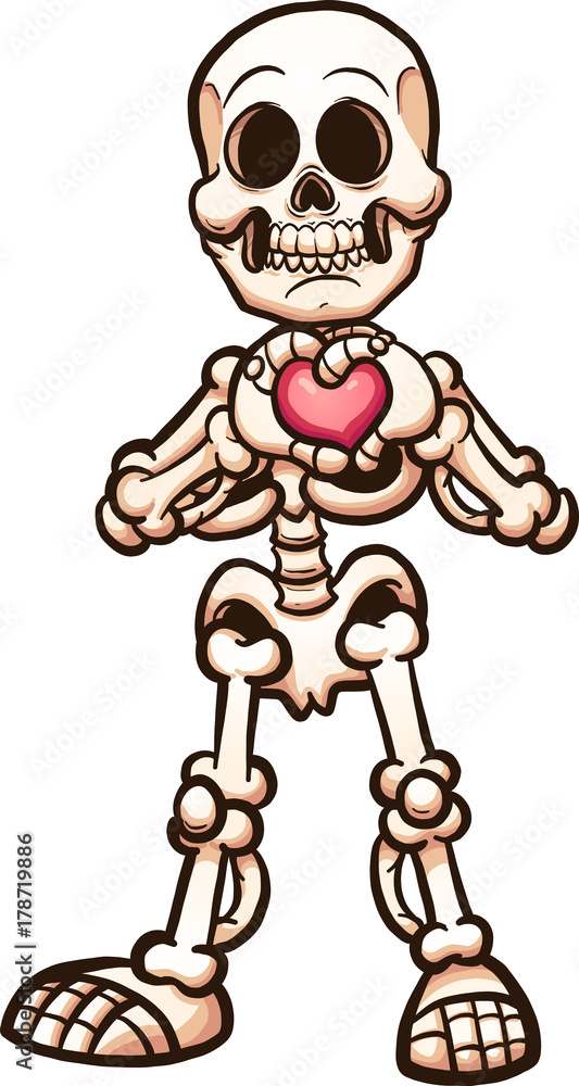 Cartoon skeleton making a heart with its hands. Vector clip art  illustration with simple gradients. All in a single layer. Stock Vector |  Adobe Stock