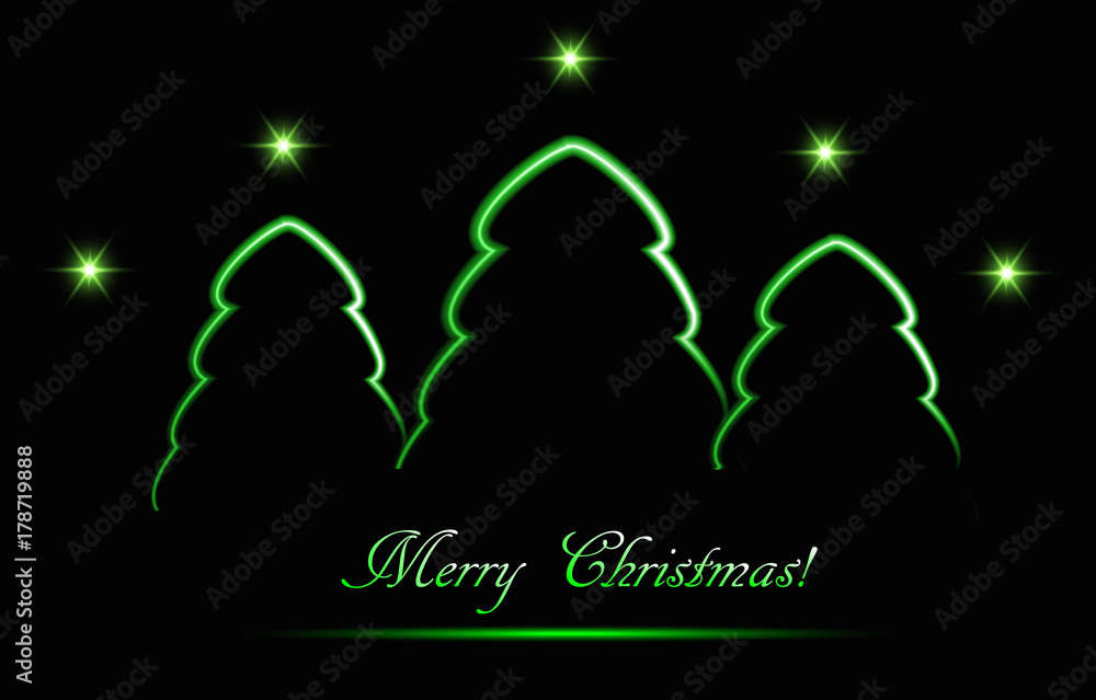 Christmas card with abstract christmas tree