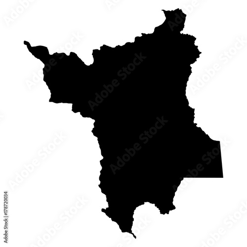 Roraima black map on white background vector photo