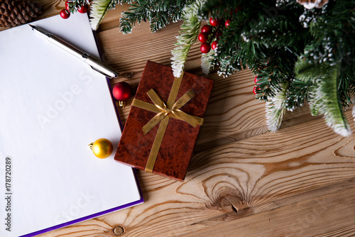 Blank message paper in christmas festive concept